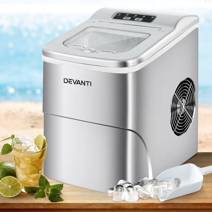 Devanti Portable Ice Cube Maker - Silver