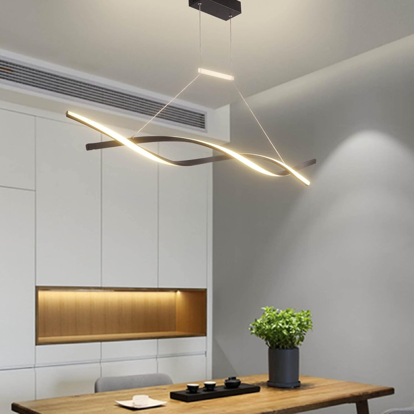 Modern LED Chandelier Lighting Lamps Bedroom Kitchen (Black, L80cm Pendant)