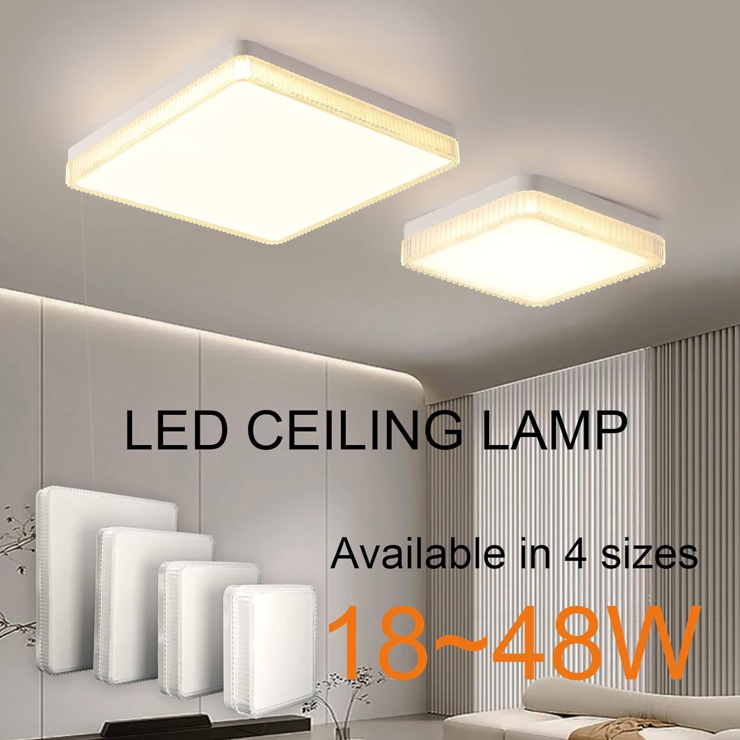 Flush Mount Ceiling Lights LED, White (30cm 48W)