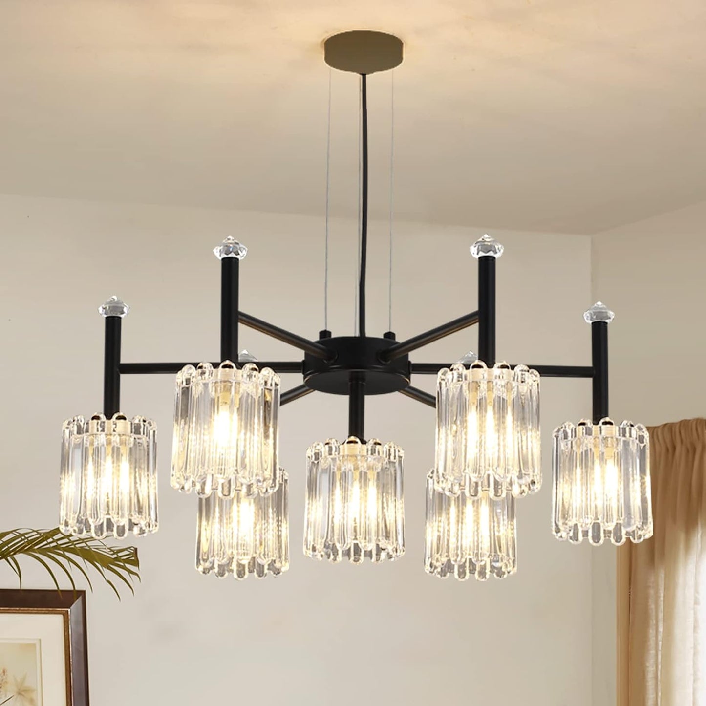 Farmhouse Vintage Chandelier, 7 Lights, Black