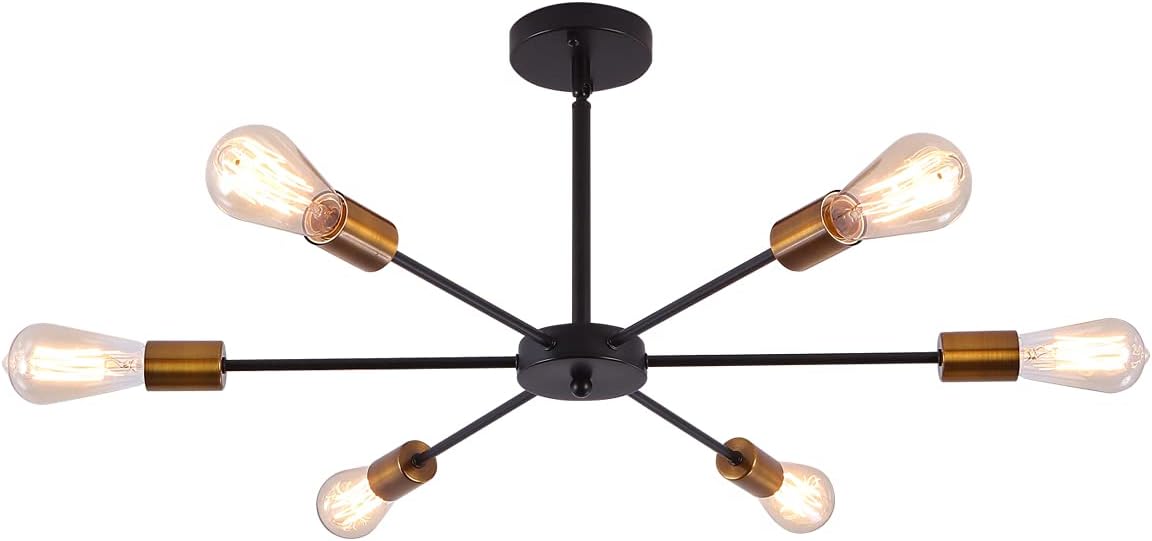 Modern Sputnik Chandelier Black Gold E27 Bulbs