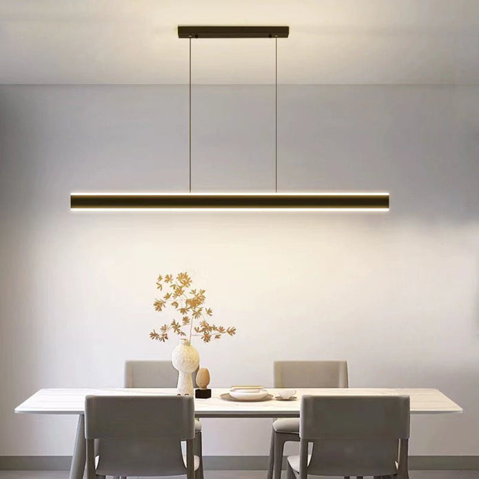 Modern Minimalist Trapezoid Pendant Light Adjustable LED Bar Light Black