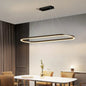 Modern Minimalist Oval Pendant Light Adjustable LED Chandelier Black