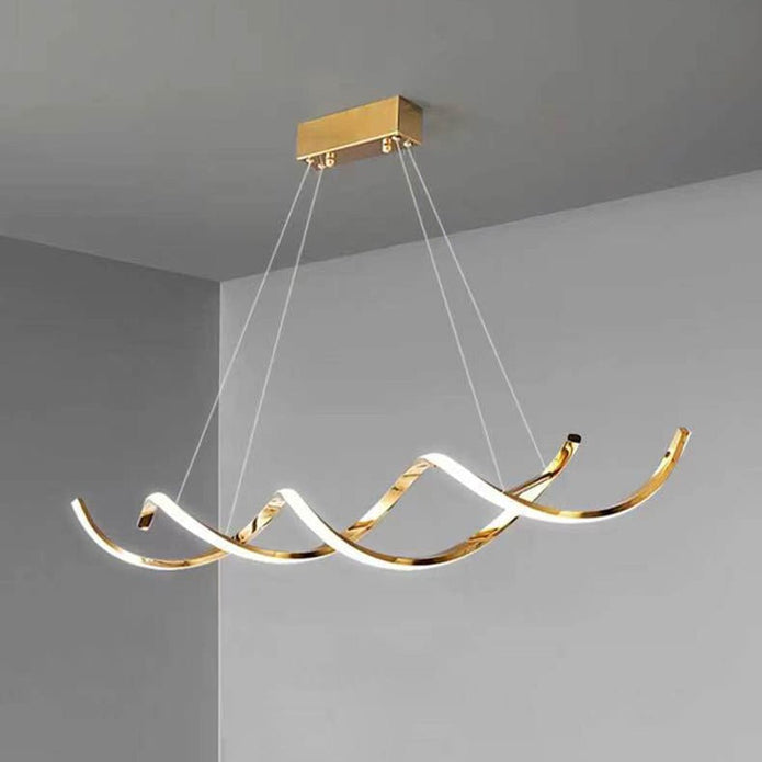 150cm Modern Minimalist Titanium Gold Pendant Light Adjustable LED Chandelier