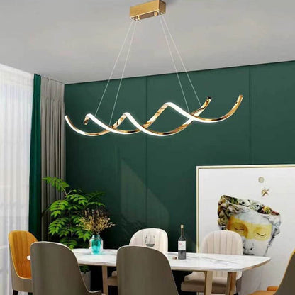 150cm Modern Minimalist Titanium Gold Pendant Light Adjustable LED Chandelier