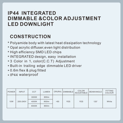 10 PCS LED DOWNLIGHT KIT 90MM NON DIM 10W 3 COLOR IN 1 WARM WHITE COOL WHITE DAY LIGHT TRI COLOR