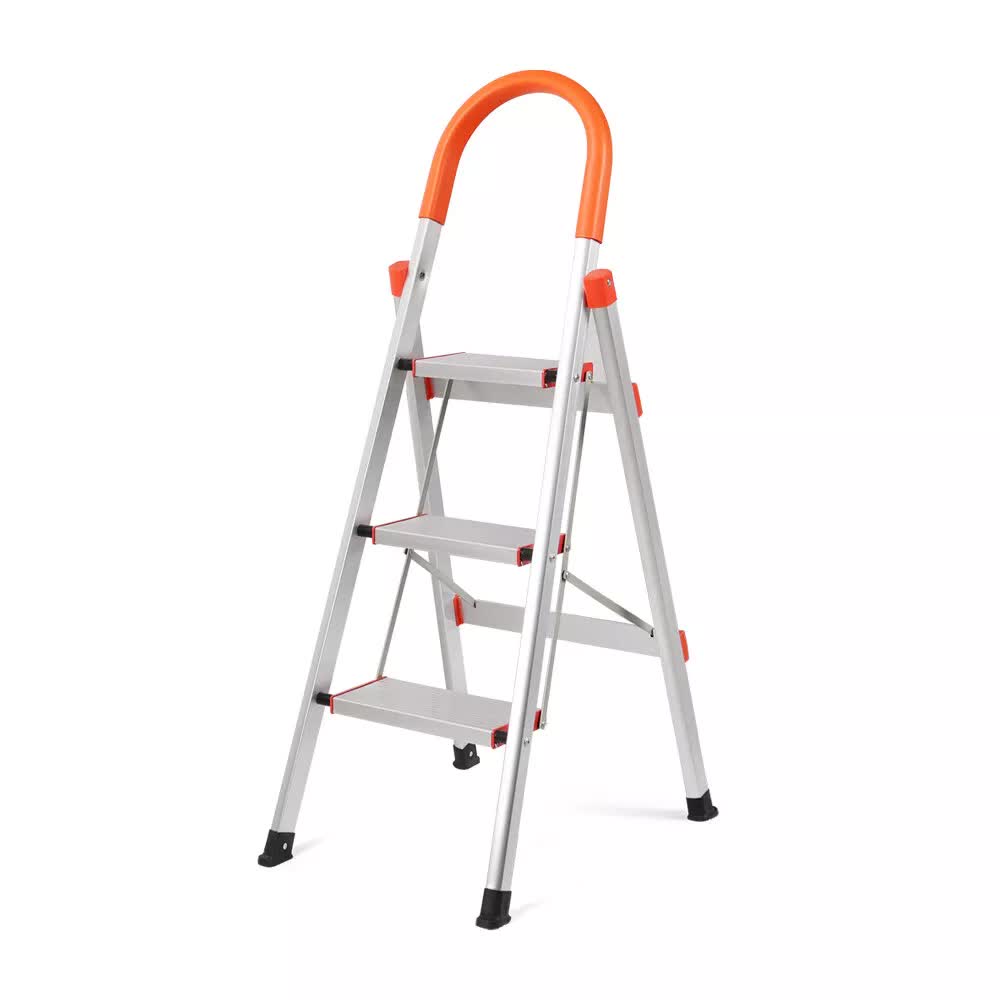 3 Step Ladder Multi Purpose Household Office Foldable Non Slip Aluminium[