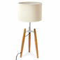 73cm Bamboo Tripod Table Lamp Light Modern Vintage w Beige Linen Shade