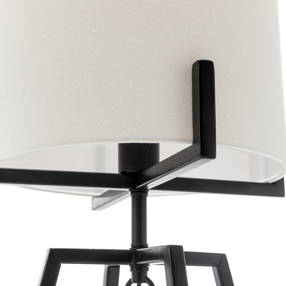 Modern Scandi Metal Dimmable Table Desk Lamp Light w/ Linen Shade - Matte Black