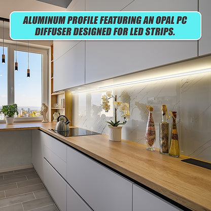 10 x 1M Aluminium LED Strip Light Channel Profile for Kitchen Cabinet