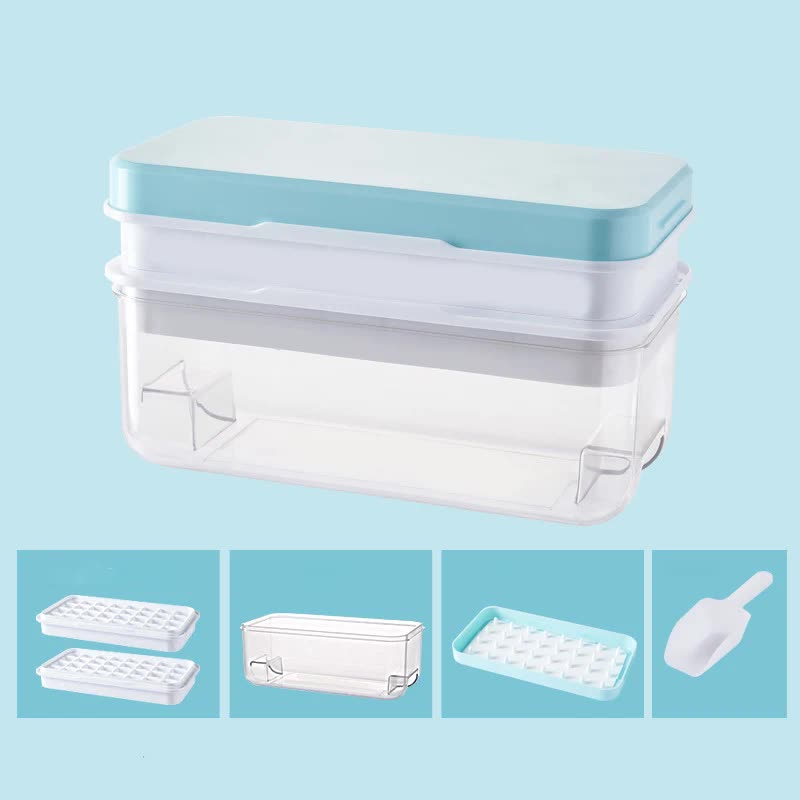 Blue Eco-Friendly Large Capacity Food-Grade Ice Cube Tray with Lid