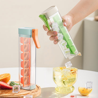 Green Ice Cube Maker Bottle - Portable and Easy-Release Ice Cube Tray for Drinks