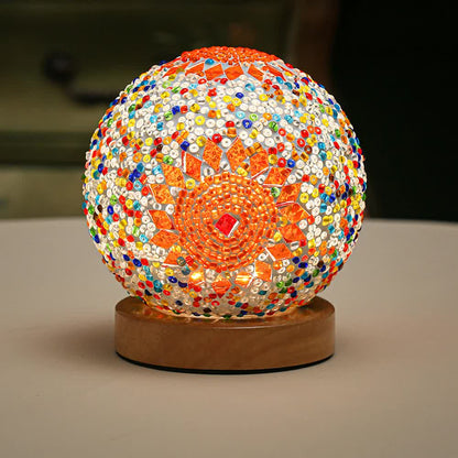 Orange Handmade Mosaic Glass Lamp - Vibrant Decorative Table Light