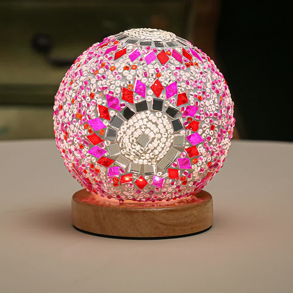 Pink Handmade Mosaic Glass Lamp - Vibrant Decorative Table Light