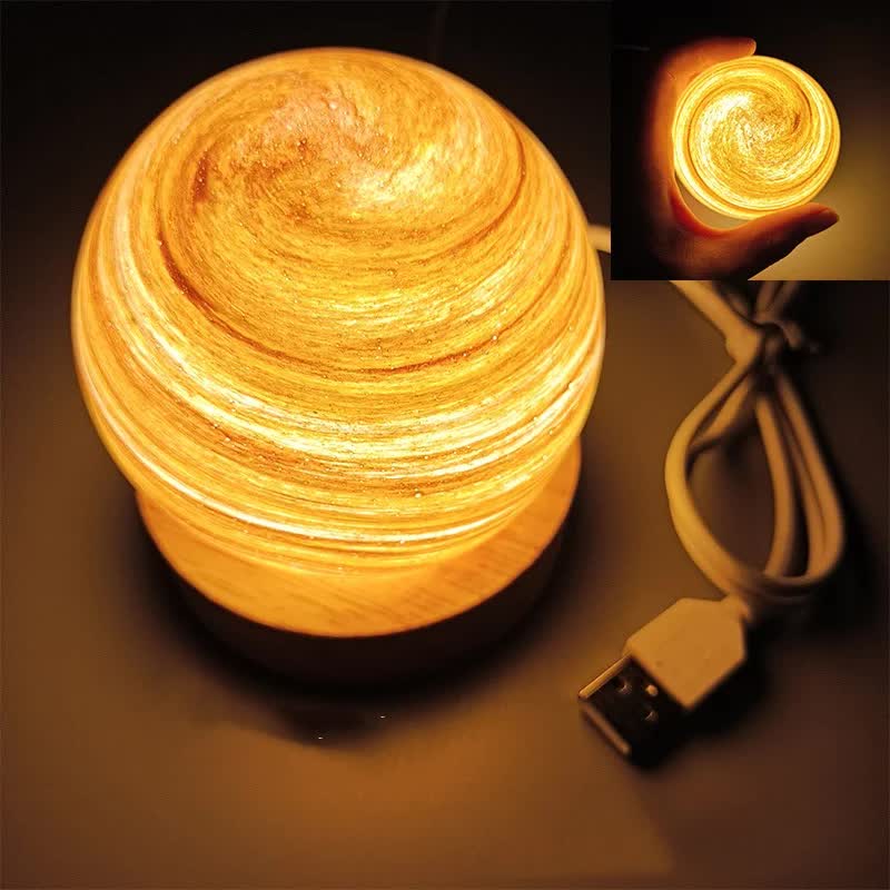 Sunset LED Planet Night Light with Wooden Base, USB Rechargeable