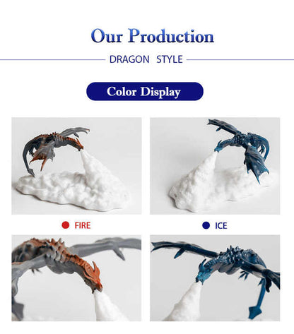 Blue Ice Dragon 3D Printed LED Dragon Flame Night Light - Unique Decorative Lamp for Desk, Bedroom & Gift Ideas