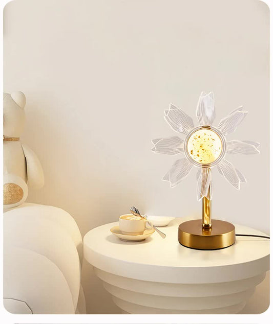 windmill Shape Luxury Acrylic Table Lamp - Modern USB Powered Night Light | Decorative Atmosphere Lamp for Bedroom, Living Room, and Bedside | Compact Design with 3 Color Temperatures