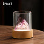 Pink Glass Mountain Ambient Night Light - USB Rechargeable Touch Control Bedside Lamp - Adjustable 3-Color Light