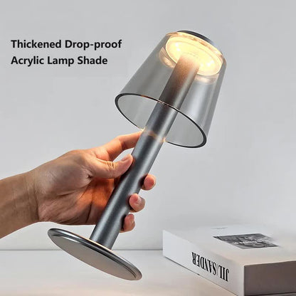 Gold Stylish Transparent Desk Lamp with Touch Control, LED, Type-C Charging – Simple and Modern Design