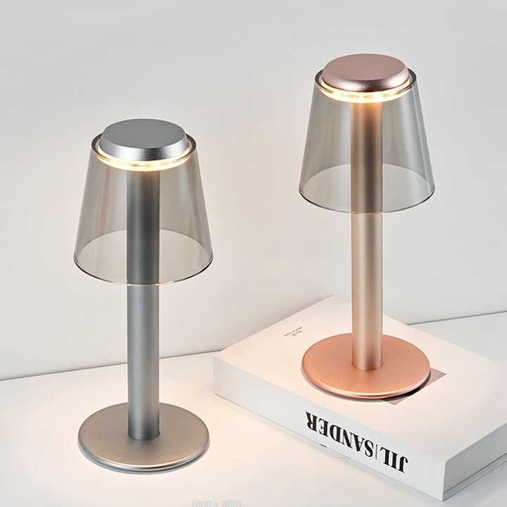 Silver Stylish Transparent Desk Lamp with Touch Control, LED, Type-C Charging - Simple and Modern Design